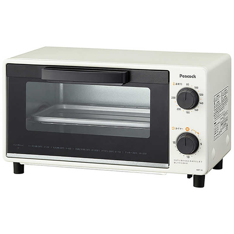 ピーコック　オーブントースター 1000W/食パン2枚 ホワイト　WBT-10-W