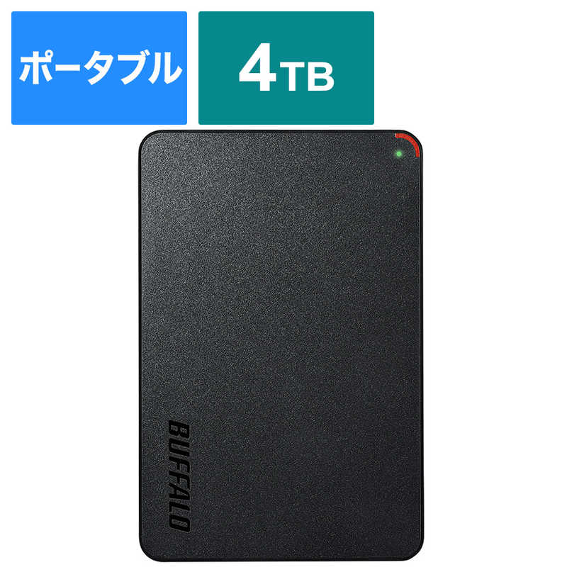 BUFFALO 外付けHDD ブラック ポータブル型 /4TB HD-PCFS4.0U3-GBA