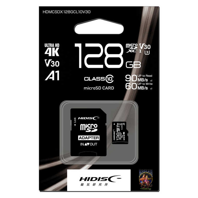 【商品解説】規格：SDXC容量：128GBスピードクラス：Class10UHS−Ispeedclass3，v30，A1R／W：upto90／60ファイルシステム：exFATメーカー保証：1年間備考：CPRM対応，ECC機能内蔵，動作電圧：2．7V／3．6V，動作環境温度：−25℃〜85℃【スペック】●型式：HDMCSDX128GCL10V30（HDMCSDX128GCL10V30）●JANコード：4984279652046種類：micro SDXCカードUHS規格：UHS-IUHSスピードクラス：UHSスピードクラス3SDスピードクラス：Class10ビデオスピードクラス：ビデオスピードクラス30容量：128GBアプリケーションパフォーマンスクラス：A1最大転送速度：90MB/秒最大書込速度：60MB/秒付属品：SDカード変換アダプタ仕様1：規格：SDXC容量：128GBスピードクラス：Class10 UHS-I speed class3、v30、A1R/W：up to 90/60ファイルシステム：exFATCPRM対応ECC機能内蔵動作電圧：2.7V/3.6V動作環境温度：-25°C〜85°Cこの商品は宅配便でお届けする商品です出荷可能日から最短日時でお届けします。※出荷完了次第メールをお送りします。配送サービス提供エリアを調べることができます「エリア検索」をクリックして、表示された画面にお届け先の郵便番号7桁を入力してください。ご購入可能エリア検索お買い上げ合計3,980円以上で送料無料となります。※3,980円未満の場合は、一律550円（税込）となります。●出荷可能日から最短日時でお届けします。（日時指定は出来ません。）　※お届け時に不在だった場合は、「ご不在連絡票」が投函されます。　「ご不在連絡票」に記載された宅配業者の連絡先へ、再配達のご依頼をお願いいたします。●お届けは玄関先までとなります。●宅配便でお届けする商品をご購入の場合、不用品リサイクル回収はお受けしておりません。●全て揃い次第の出荷となりますので、2種類以上、または2個以上でのご注文の場合、出荷が遅れる場合があります。詳細はこちら■商品のお届けについて商品の到着日については、出荷完了メール内のリンク（宅配業者お荷物お問い合わせサービス）にてご確認ください。詳しいお届け目安を確認する1度の注文で複数の配送先にお届けすることは出来ません。※注文時に「複数の送付先に送る」で2箇所以上への配送先を設定した場合、すべてキャンセルとさせていただきます。