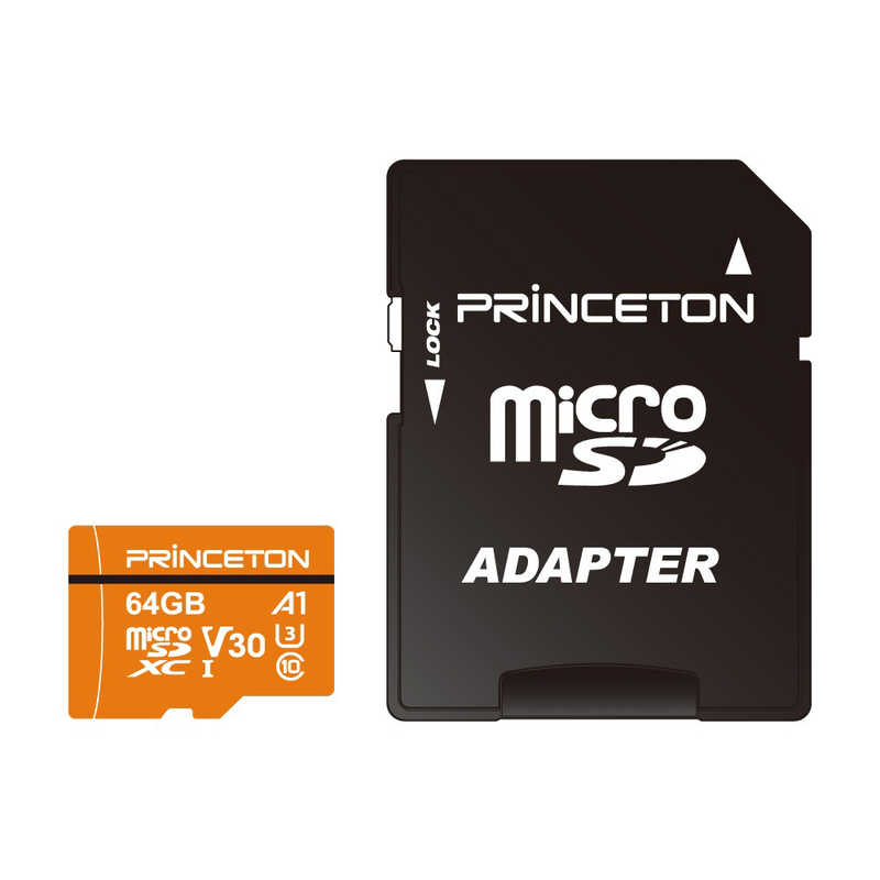 プリンストン　microSDXCメモリーカード　UHS−I／UHSスピードクラス3対応（SDXC変換アダプタ付き）　「Class10対応／64GB」　RPMSDA-64G