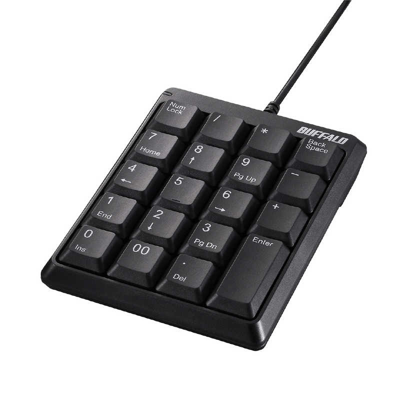 BUFFALO　有線コンパクトテンキーボード　スタンダード　ブラック　BSTK118BK ブラック [USB /コ−ド]