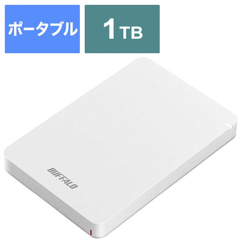 BUFFALO 外付けHDD ホワイト ［ポータブル型 ／1TB］ HD-PGF1.0U3-WHA