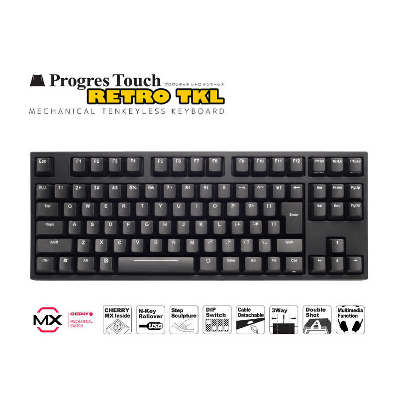 ARCHISS アーキス キーボード Cherry MX 赤軸 ProgresTouch RETRO TKL 黒 PS/2 USB /有線 AS-KBPD91/LRBKN