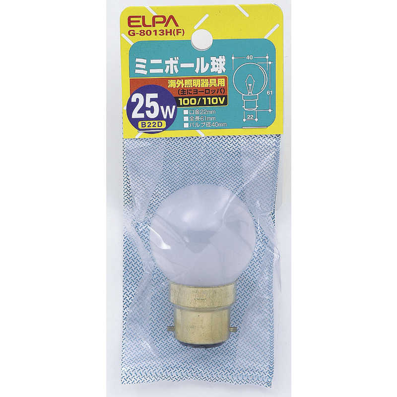 ELPA　G-8013H-F 電球 ミニボール球 フロスト [B22d /1個 /ボール電球形]　G-8013H-F