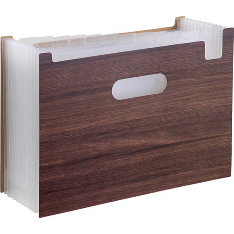 セキセイ WOODS STYLE ドキュメントスタンド A4 ヨコ 12仕切り13ポケット ダークブラウン WDS870045