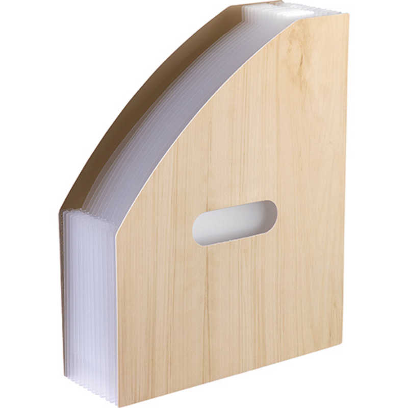 セキセイ WOODS STYLE ドキュメントスタンド A4 タテ 12仕切り13ポケット ナチュラルブラウン WDS870154