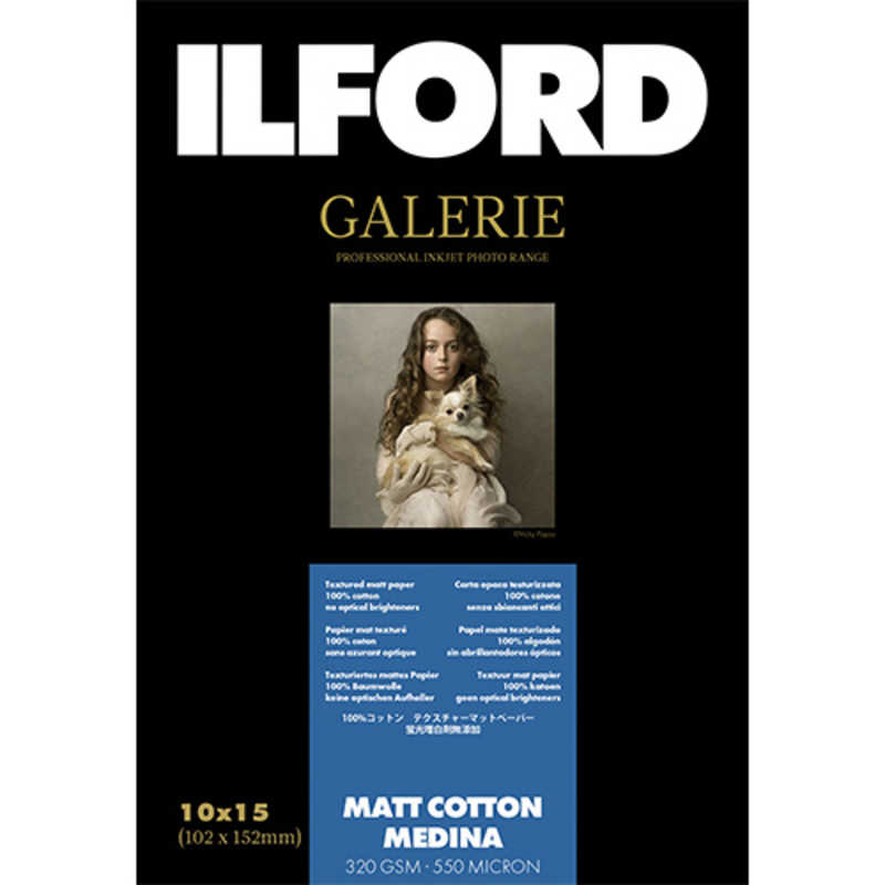 イルフォード　イルフォードインクジェットマットコットンメディナ 320g/m2(102x152・50枚)ILFORD GALERIE Matt Cotton Medina　433235