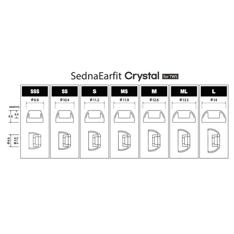 AZLA　イヤーピース SednaEarfit Crystal for TWS SSS SS Sサイズ各1ペア 　AZL-CR...