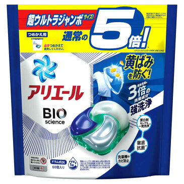 P&G　アリエールジェルボール4Dつめかえ超ウルトラジャンボ 60個