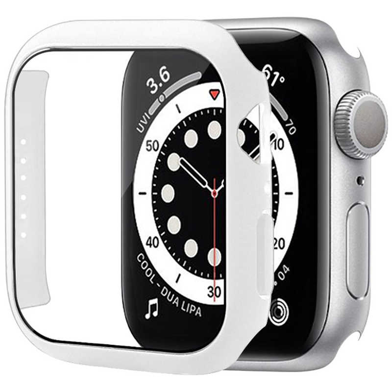 アイキューラボ　Apple Watch7 41mm 液晶ガラス付きPCカバー ホワイト　AW-GLPC41-WH