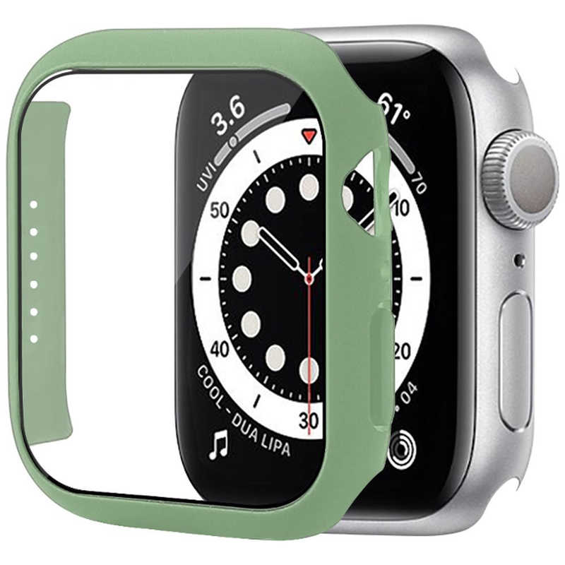 Apple watch series 7 45mm カバー ケース 保護ケース 液晶ガラス グリーン AW-GLPC45-GR液晶ガラスPCカバー アップルウォッチ 薄型 キズ防止 シンプルiQ Labo