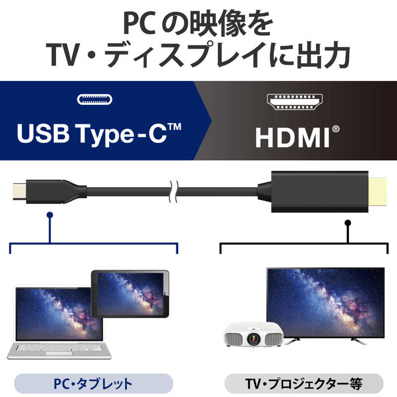 エレコム　ELECOM　変換ケーブル Type-C-HDMI 3.0m　CAC-CHDMI30BK 3