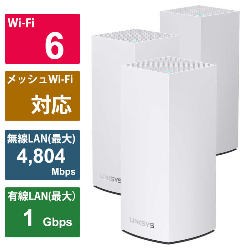 LINKSYS　無線LANルーター(Wi-Fiルーター) Wi-Fi 6(ax)/ac/n/a/g/b 目安：〜4LDK/3階建　MX5503-JP