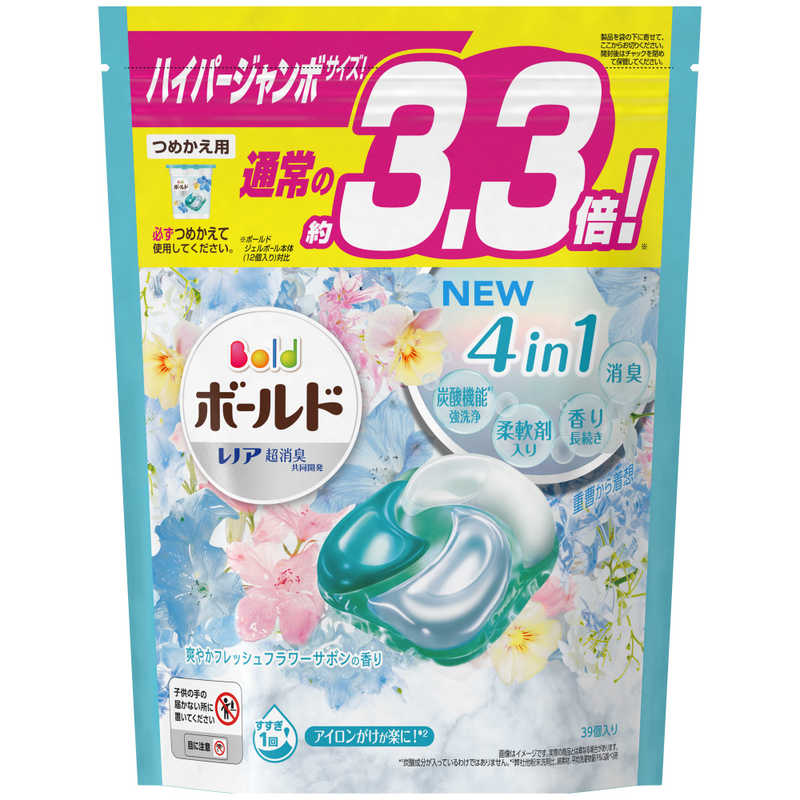 Pamp;GBD4DフレツシュカエHJボールドジェルボール4D爽やかフレッシュフラワーサボンの香りつめかえハイパージャンボサイズ39個