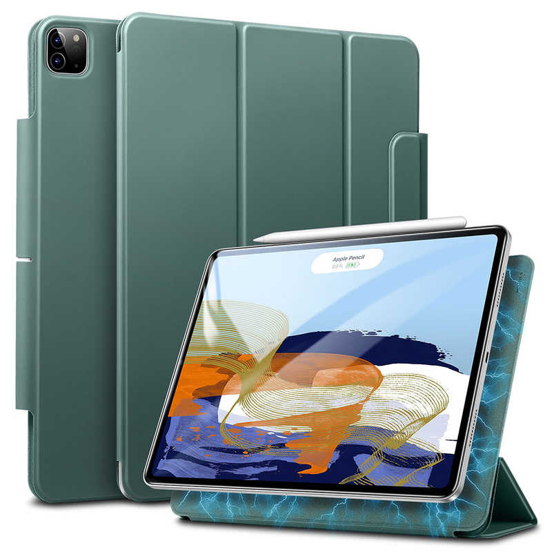 ESR@iPad Pro 11C` 3/2P[X Pencil[܂肽ݎ}OlbgP[X Forest Green @ReboundMagneticCase