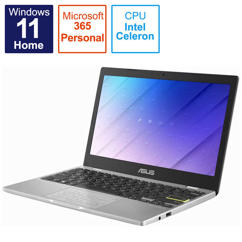 ASUS エイスース　ノートパソコン E210KA [11.6型 /Windows11 S /intel Celeron /Microsoft 365 Personal (1年間使用権) /メモリ：4GB /eMMC：128GB /2022年3月モデル] ドリーミーホワイト　E210KA-GJ02WWS