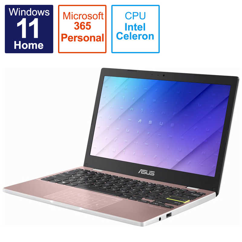 ASUS エイスース ノートパソコン E210KA [11.6型 /Windows11 S /intel Celeron /メモリ：4GB /eMMC：128GB /Microsoft 365 Personal 1年間使用権 /2022年3月モデル] ローズピンク E210KA-GJ03P…