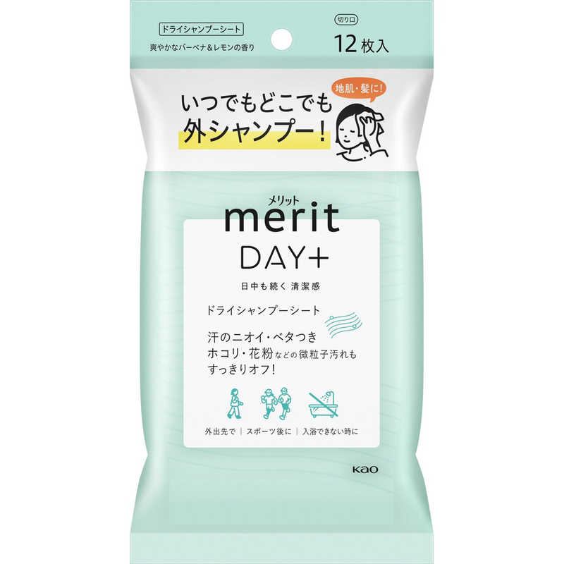 花王　merit メリットDAY+ ドライシャンプーシート 12枚入