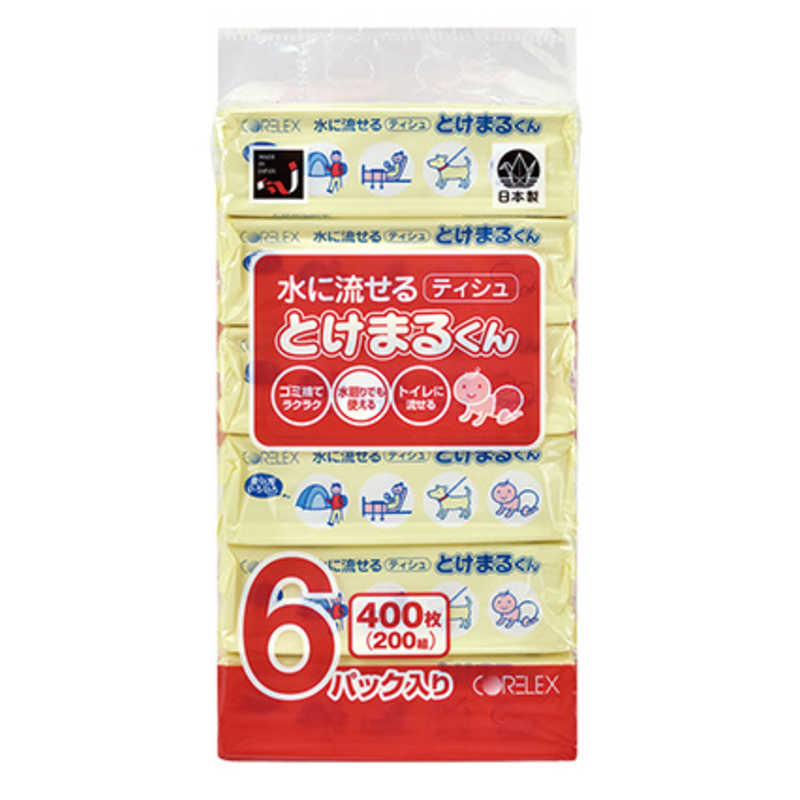 緊急災害備蓄推進協議会　水に流せるティシュー とけまるくん 6パック　トケマルクン