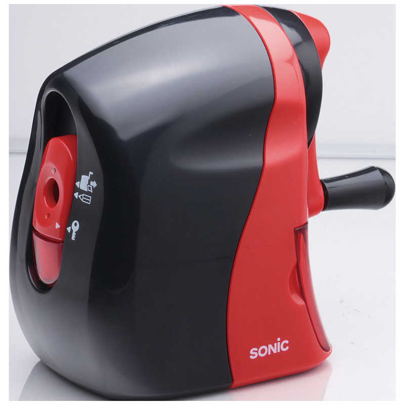 ソニック　かるハーフ 手動鉛筆削り 黒赤　SK-802-R