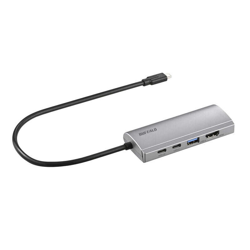 BUFFALO　ドッキングステーション シルバー ［USB-C オス→メス HDMI / LAN / USB-A / USB-Cx2］ USB PD..