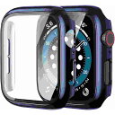 アイキューラボ Apple Watch 41mm用 液晶ガラス付き PCカバー メタリック ブルー AW-GLPCM41-BL