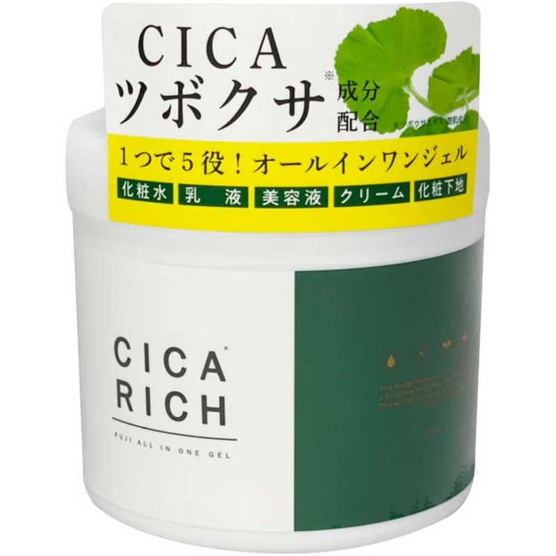 お買い得品【商品解説】【ツボクサ由来成分配合】1つで5役のオールインワンジェル化粧水　乳液　美容液　クリーム　化粧下地大容量の280gで顔はもちろん、手や体にも使えます微香性　ベルガモットの香り【スペック】●型式：（シカリッチオールインワンジェル）●JANコード：4944109315015【注意事項・特記事項】※画像はイメージです。※キャンペーンやパッケージリニューアル等で掲載画像とは異なる場合があります。※開封後の返品や商品交換はお受けできませんこの商品は宅配便でお届けする商品です出荷可能日から最短日時でお届けします。※出荷完了次第メールをお送りします。配送サービス提供エリアを調べることができます「エリア検索」をクリックして、表示された画面にお届け先の郵便番号7桁を入力してください。ご購入可能エリア検索お買い上げ合計3,980円以上で送料無料となります。※3,980円未満の場合は、一律550円（税込）となります。●出荷可能日から最短日時でお届けします。（日時指定は出来ません。）　※お届け時に不在だった場合は、「ご不在連絡票」が投函されます。　「ご不在連絡票」に記載された宅配業者の連絡先へ、再配達のご依頼をお願いいたします。●お届けは玄関先までとなります。●宅配便でお届けする商品をご購入の場合、不用品リサイクル回収はお受けしておりません。●全て揃い次第の出荷となりますので、2種類以上、または2個以上でのご注文の場合、出荷が遅れる場合があります。詳細はこちらお買い得品■商品のお届けについて商品の到着日については、出荷完了メール内のリンク（宅配業者お荷物お問い合わせサービス）にてご確認ください。詳しいお届け目安を確認する1度の注文で複数の配送先にお届けすることは出来ません。※注文時に「複数の送付先に送る」で2箇所以上への配送先を設定した場合、すべてキャンセルとさせていただきます。