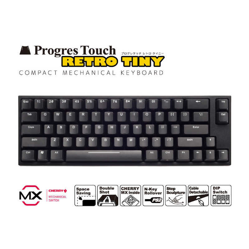 ARCHISS アーキス キーボード ProgresTouch RETRO TINY 黒 有線 /PS/2 USB AS-KBPD66/LSBK