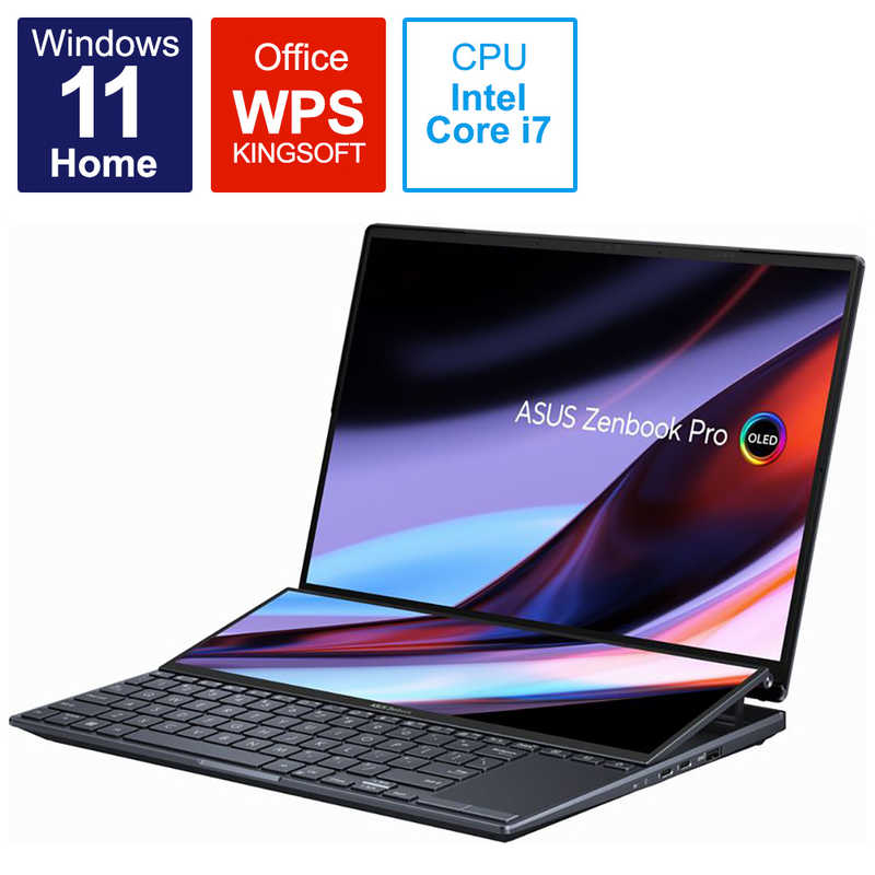 ASUS エイスース ノートパソコン Zenbook Pro 14 Duo OLED 14.5型 /Windows11 Home /intel Core i7 /メモリ：16GB /SSD：512GB /WPS Office /2022年8月モデル テックブラック UX8402ZA-M3033W