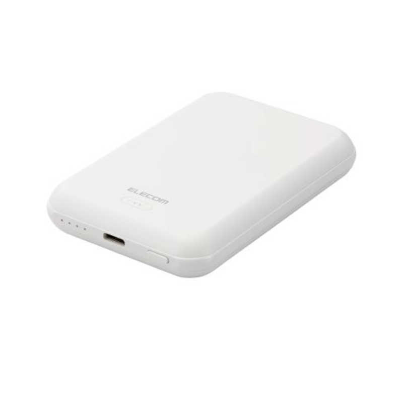 エレコム　ELECOM　モバイルバッテリー 5000mAh 12W 入出力( Type C ×1) マグネット式ワイヤレス充電 MagSafe 対応 PSE認証 充電器 ホワイト　DE-C40-5000WH