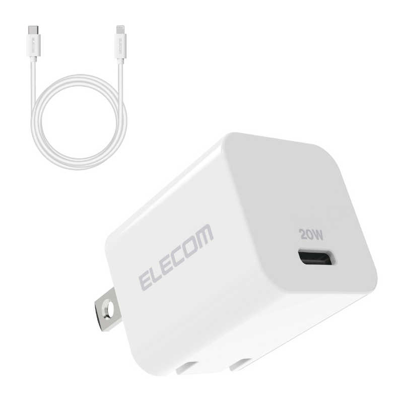 쥳ࡡELECOMLightningACŴ/USB Power Deliveryб/20W/USB-C1ݡ/USB-C-Lightning֥°/󥰥ץ饰/1.5m/ۥ磻ȡMPA-ACLP04WH