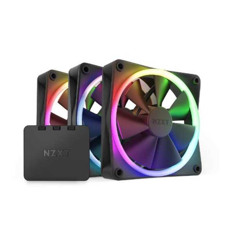 NZXT　ケースファン RGB 120mmトリプルセット [120mm×3&RGBコントローラー / PWM 500~1800rpm / ブラック]　RF-R12TF-B1