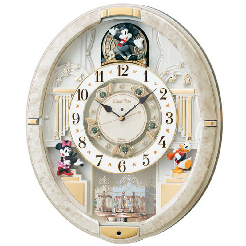 からくり時計 セイコー　からくり時計 【Disney Time(ディズニータイム)ミッキー&フレンズ】 白マーブル模様　FW580W