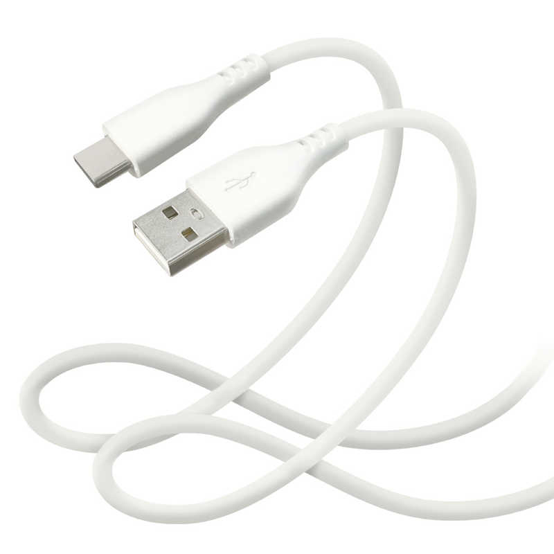オズマ　[USB-A to TypeC] シリコン素材で超やわらかくて切れにくいタフケーブル 2m ホワイト [2m Quick Charge対応] 　UDSK3C200W