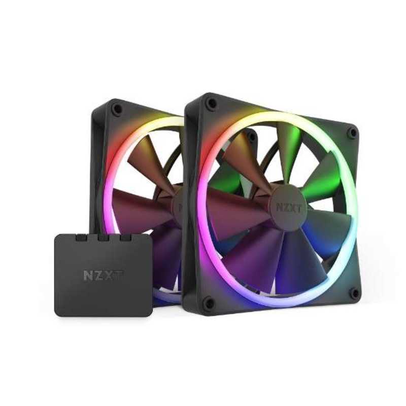 NZXT ケースファン 140mmダブルセット 140mm 2 RGB FANコントローラー / PWM 500~1800rpm / ブラック RF-R14DF-B1