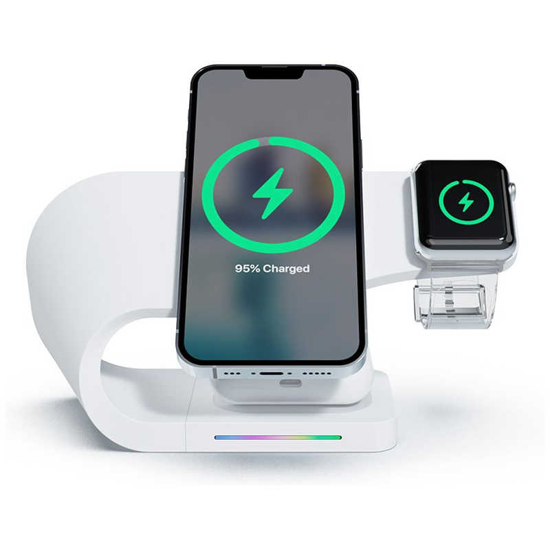 ROA　3in1 Wave ワイヤレス充電スタンド ホワイト miak(ミアック)　MK52121W ...