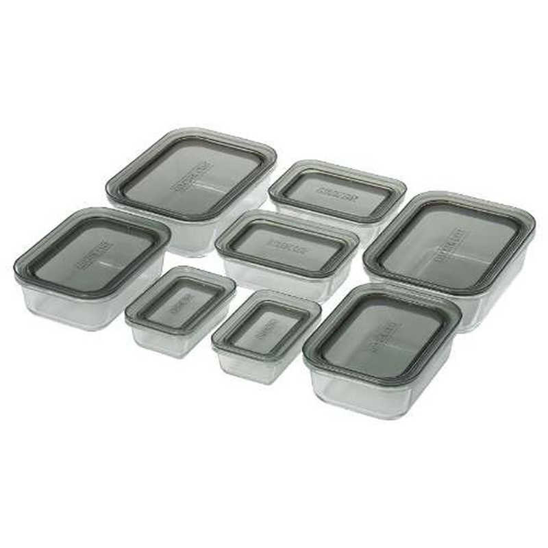 アイリスオーヤマ　IRIS OHYAMA　耐熱ガラス容器 8点セット [SSサイズ:180 Sサイズ:370 Mサイズ:630 Lサイズ:1040]　TGS8S