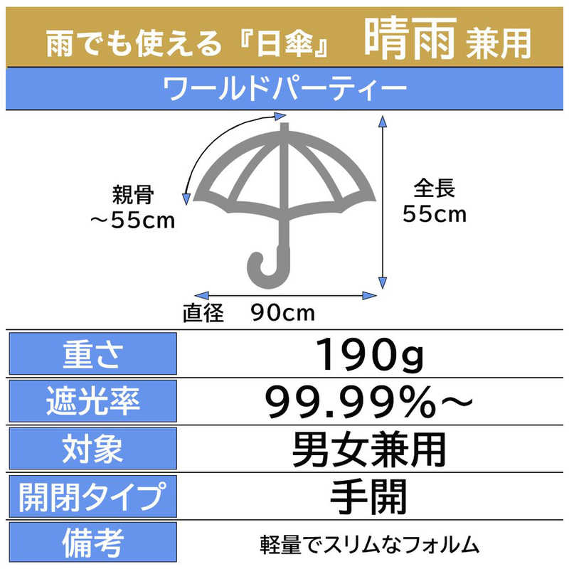 ワールドパーティー (折りたたみ傘/晴雨兼用/...の紹介画像2