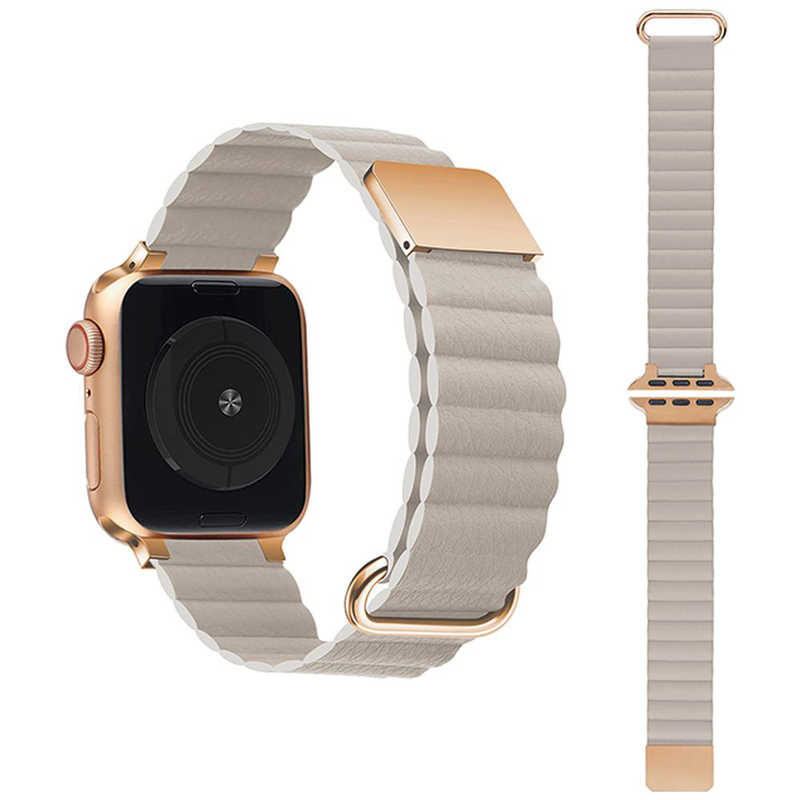 GAACAL　Apple Watch Series 1-8/SE1-2/Ultra 42/44/45/49mm マグネット式PUレザーバンド ライトグレー　W00186LGB