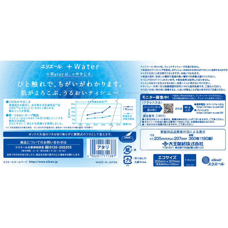 大王製紙　エリエールプラスウォーター 180組×5箱