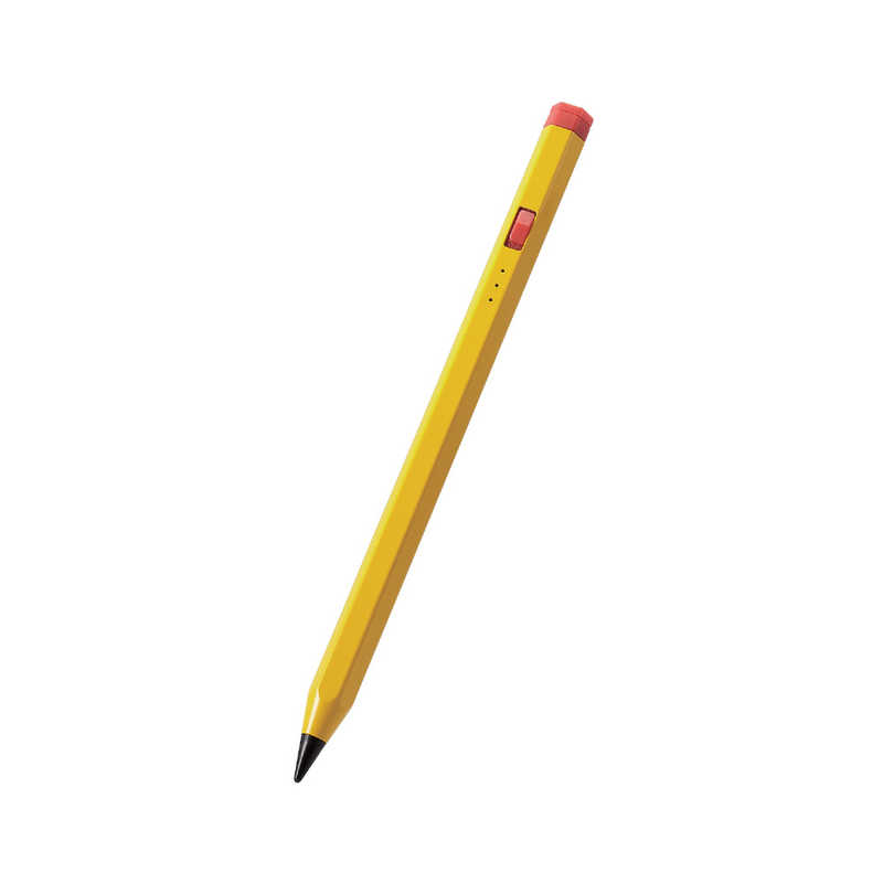 エレコム ELECOM iPad用 タッチペン スタイラスペン 充電式 USB Type-C 充電 傾き感知 誤作動防止 磁気吸着 ペン先2mm スリム 六角鉛筆型 イエロー P-TPACAPEN01YL