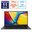 ASUS（エイスース） 15.6型ノートパソコン ASUS Vivobook 15X K3504ZA （Core i7 / メモリ 16GB SSD 512GB /Microsoft Office Home and Business 2021 ） インディーブラック K3504ZA-BQ020WS