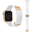 GAACAL Apple Watch Series 3-8/SE1-2/Ultra 42/44/45/49mm マグネット式PUレザーバンド ホワイト×ローズゴ...