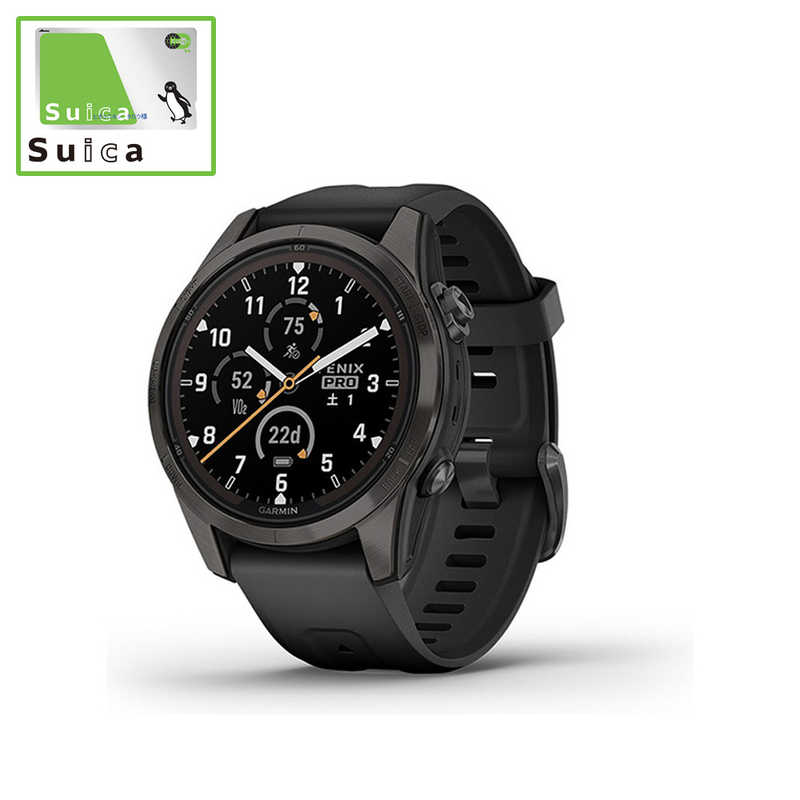 GARMIN　fenix 7S Pro Sapphire Dual Power Ti Carbon Gray DLC / Black(Suica対応)　010-02776-52