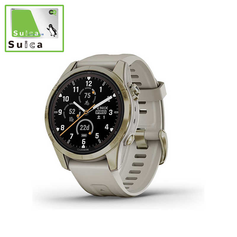 GARMIN　スマートウォッチ fenix 7S Pro Sapphire Dual Power Soft Gold / Light Sand(Suica対応)　010-02776-62