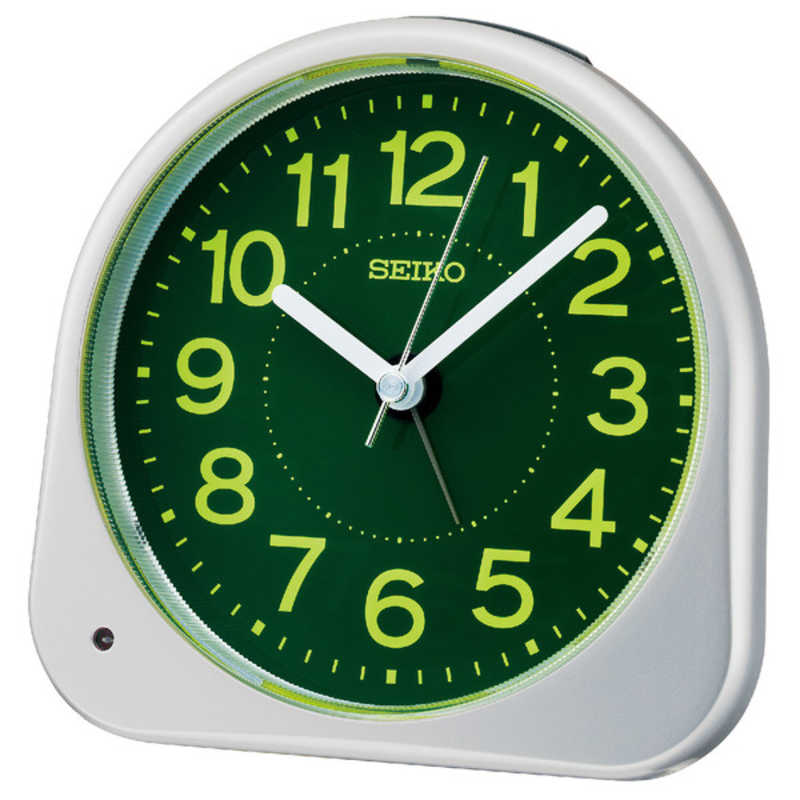 セイコー　目覚まし時計 (夜でも見える(自動点灯タイプ)) 銀色メタリック ［アナログ］　KR525S