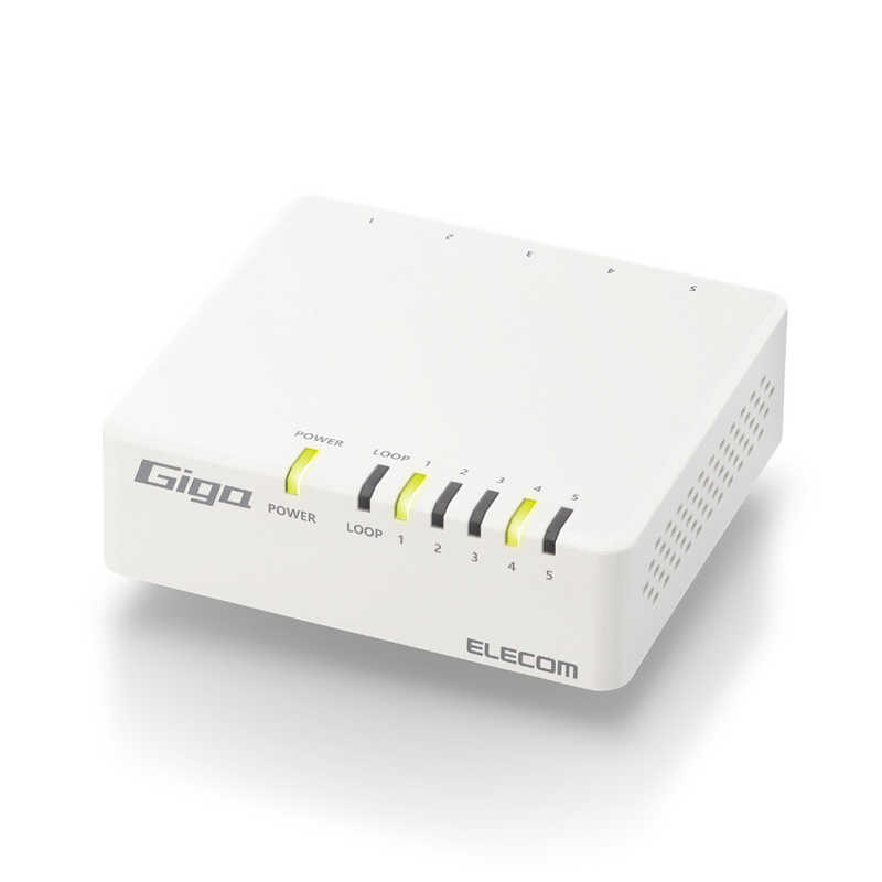 エレコム ELECOM スイッチングハブ LAN ハブ 5ポート Giga対応 1000/100/10Mbps AC電源 ファンレス 静音 省エネ機能 壁掛け設置対応 ホワイト EHC-G05PA4-W