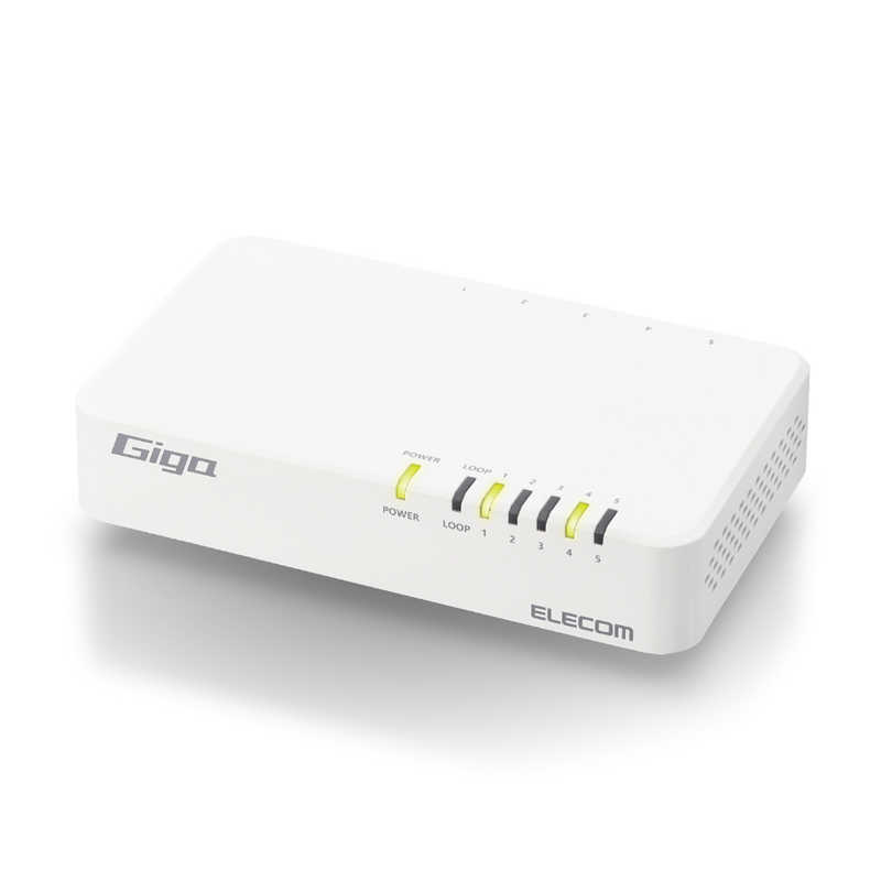 エレコム ELECOM スイッチングハブ LAN ハブ 5ポート Giga対応 1000/100/10Mbps マグネット付 電源内蔵 ファンレス 静音 省エネ機能 壁掛け設置対応 ホワイト EHC-G05PN4-JW