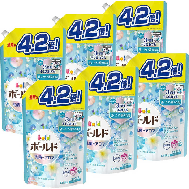 P＆G　(ケース販売)ボールドジェル 爽やかフレッシュフラワーサボンの香り つめかえ用 ウルトラジャンボサイズ 1680g×6個