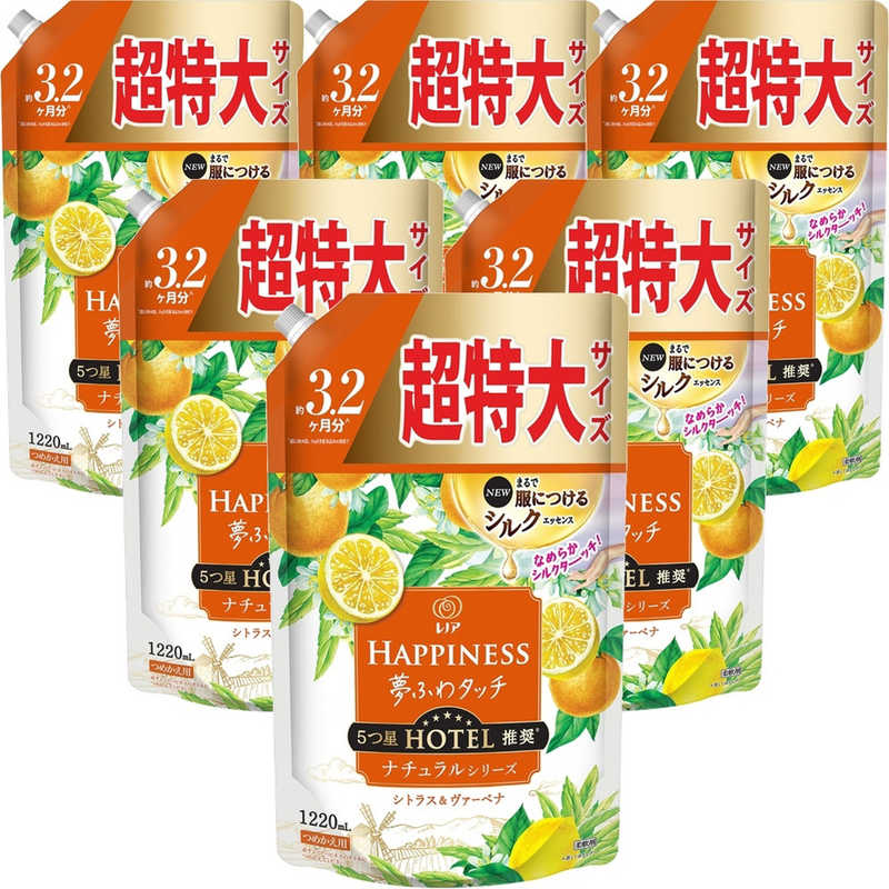 P＆G　(ケース販売)レノアハピネス夢ふわタッチシトラス＆ヴァーベナつめかえ用超特大サイズ 1220mL×6個のサムネイル